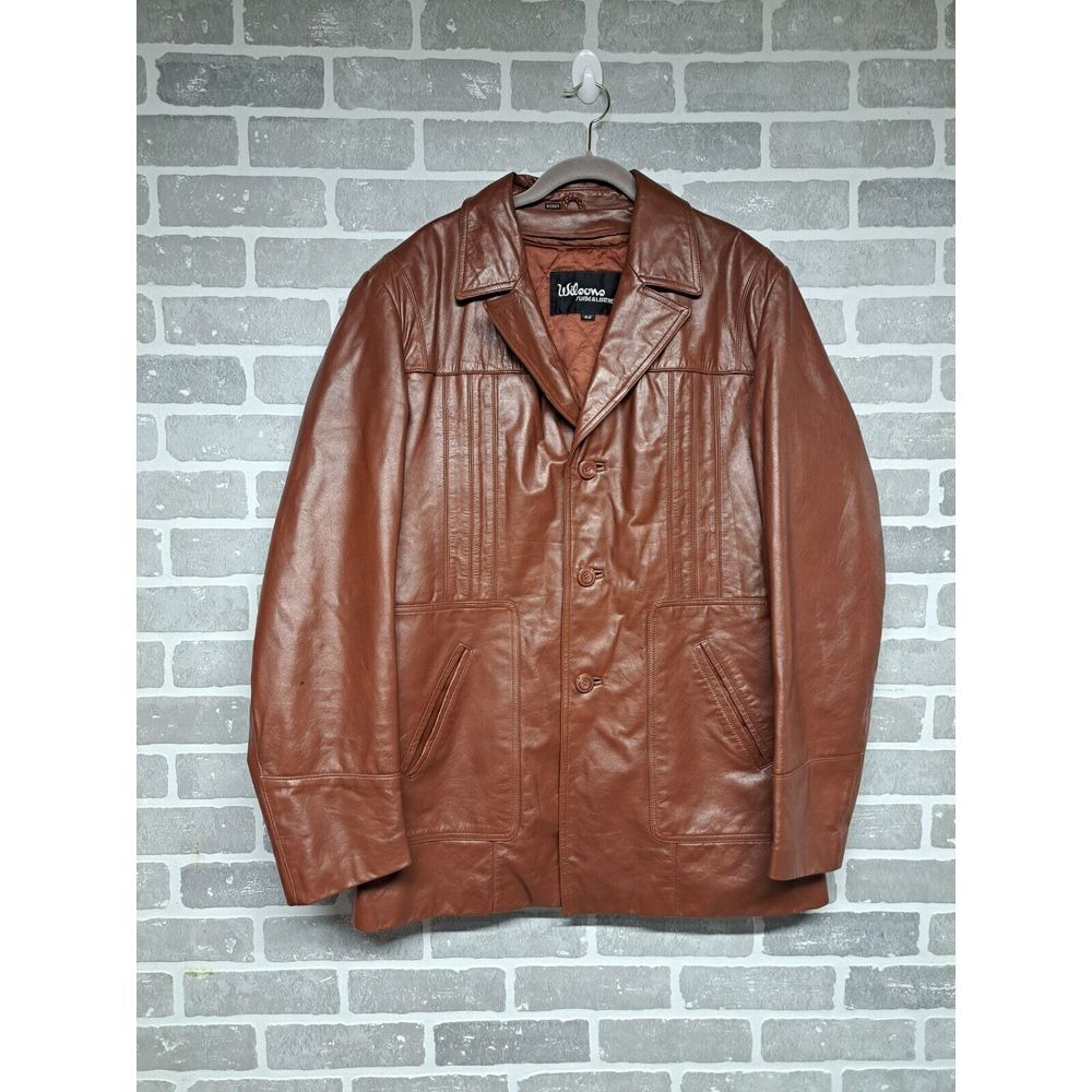 RARE VINTAGE WILSONS BROWN LEATHER JACKET 70-80"S URBAN HIP MINT MENS 42"